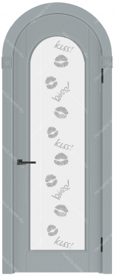 Арочная дверь Квадро-1 стекло с рисунком Kiss