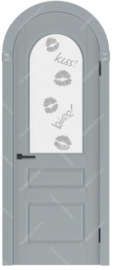 Арочная дверь Квадро-7 стекло с рисунком Kiss