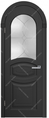 Арочная дверь Гранд-4 стекло с гравировкой
