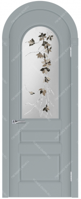 Арочная дверь Квадро-7 заливной витраж Цикламен (беж)