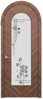 Арочная дверь Фонтан Диагонали стекло с рисунком Rose